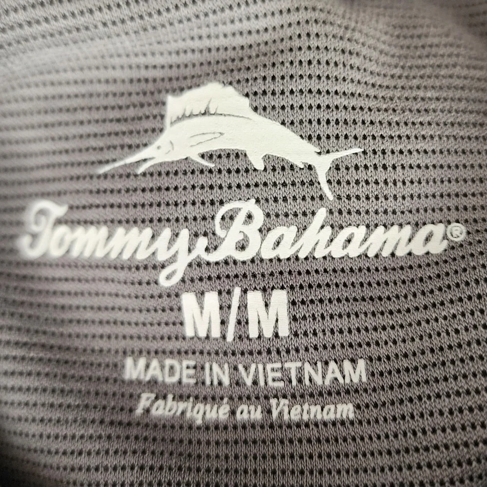 Tommy Bahama Mens Grey Micro‎ Stripe Tencel Modal Polo Shirt Size M